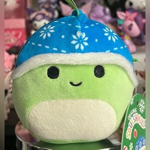 Danny the Dinosaur with Beanie 4" Holiday Squishmallow Plush Ornanment